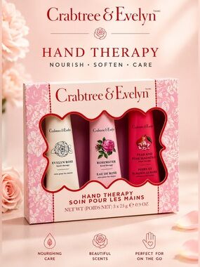 Crabtree & Evelyn Hand Therapy Gift Set 3-Piece Rose Collection New in Box